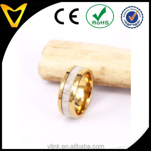 Vergoldete Stahl kette und Geweih Inlay mit Pink Groove New <span class=keywords><strong>Fashion</strong></span> Black Ehering - Product Image 4