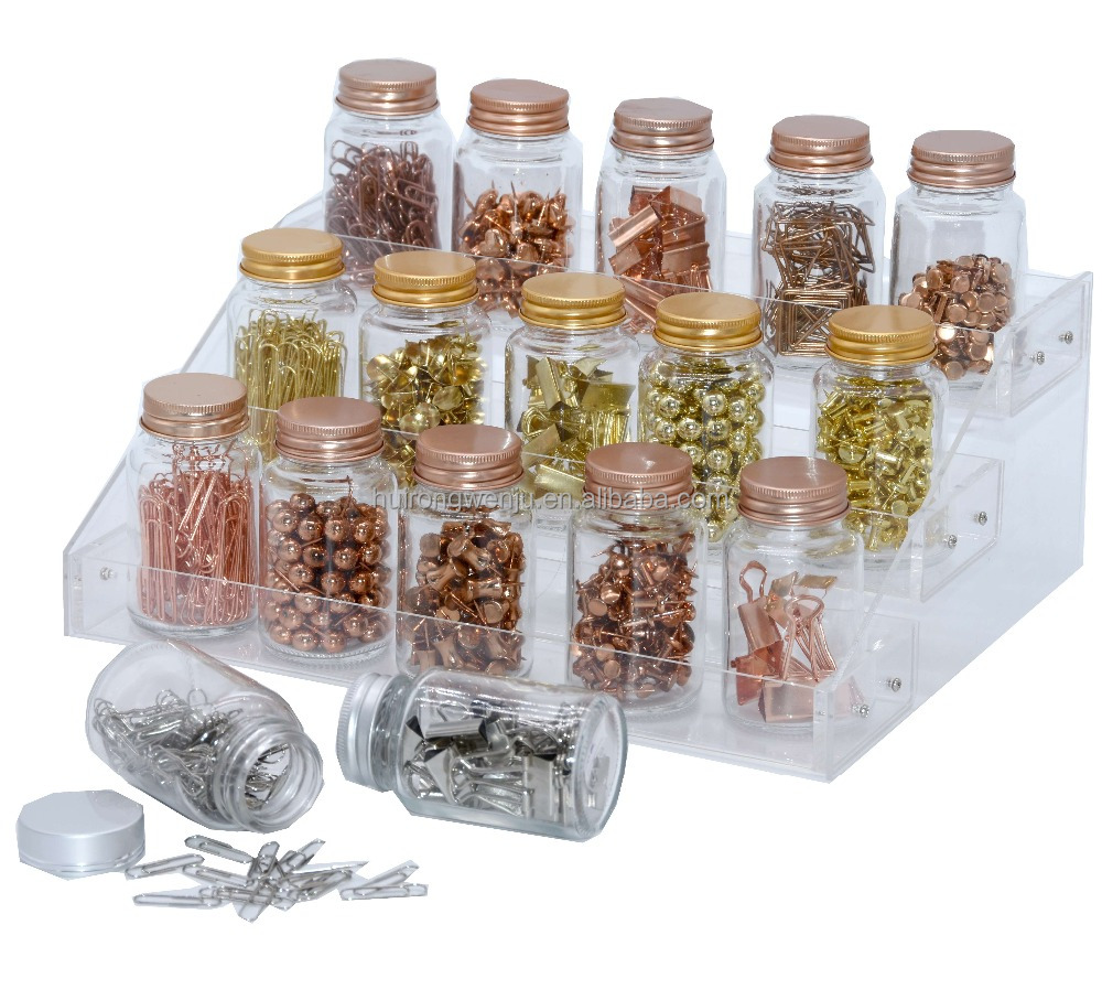 Лидер продаж 2019, высококачественные Зажимы для бумаги и булавки из розового золота, упакованные в стеклянную бутылку