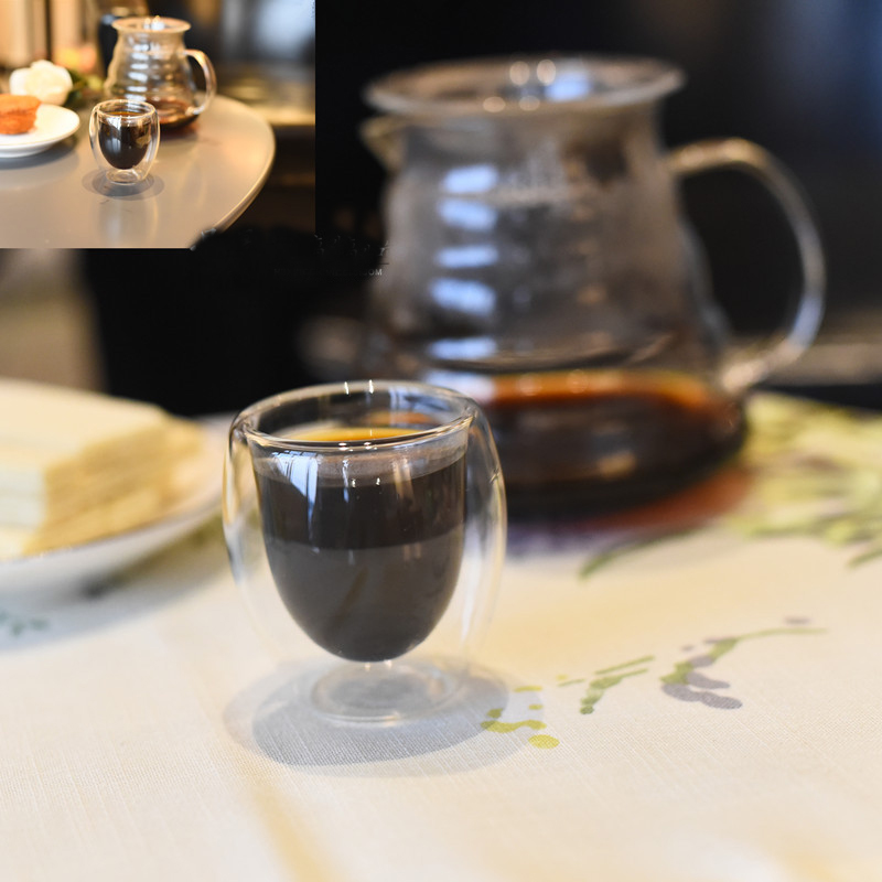 Wholesale double wall glass coffee cup stemless heat resistant double wall glass coffee cup