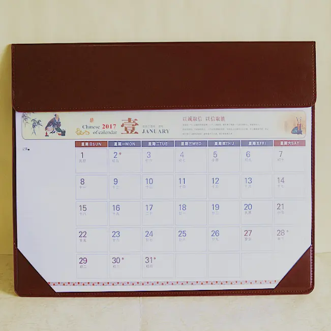 Bulk pu leather for office table desk pad calendar