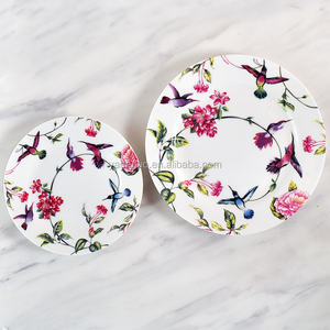 Assiettes florales en <span class=keywords><strong>porcelaine</strong></span> d'hôtel assiettes élégantes à fleurs de 8 pouces pour mariage - Product Image 2