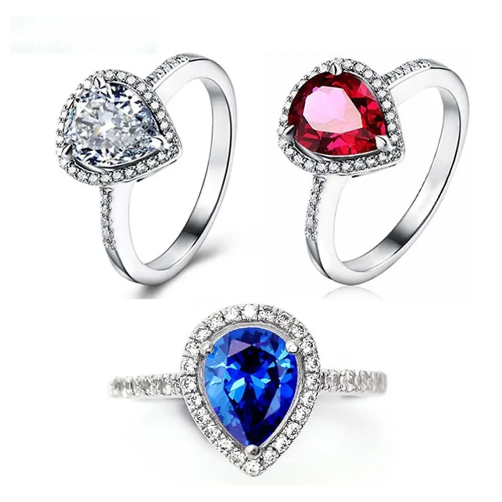 SKA Vintage en forma de corazón de plata 925 de diamante anillo de compromiso