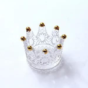 Groothandel Goud Mode Decoratieve Goedkope Kroonvorm Glazen Kandelaar