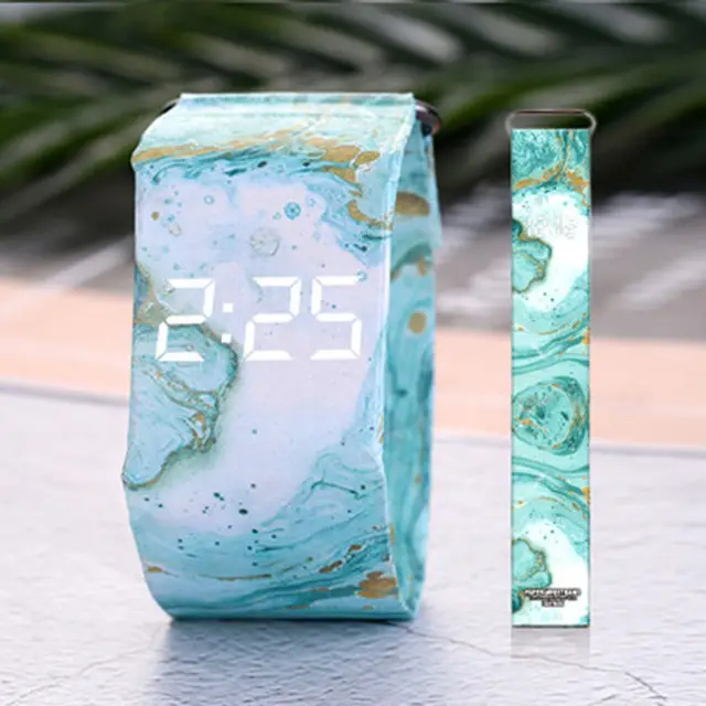 Boys girls hot sales reliable reloj new best popular colorful LED watch waterproof paper material digital LED clock custom made