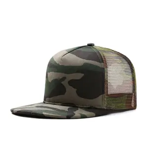 Оптовая продажа, пустые камуфляжные сетчатые кепки, летняя пляжная кепка с 5 панелями, Кепка-тракер