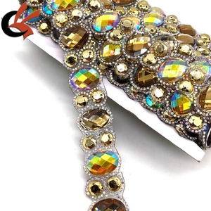 Nuevo amarillo AB resina diamantes de imitación adornos cinta apliques hierro-en para ropa de Carnaval y decoración de bolsos - Product Image 2