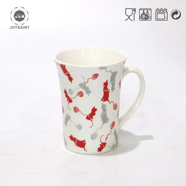 13 oz divertida al por mayor Durable de café de cerámica en forma de sublimación de taza blanca