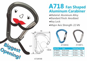 Outdoor Heavy Duty Safe Fast Delivery Hook Series 22KN Climbing Aluminum Carabiner - Product Image 2