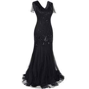 JONG-EE <span class=keywords><strong>Abito</strong></span> <span class=keywords><strong>da</strong></span> Donna Stile Grande Gatsby Anni '20 con Paillettes, Maniche Corte, Vestito <span class=keywords><strong>Lungo</strong></span> Formale <span class=keywords><strong>da</strong></span> <span class=keywords><strong>Sera</strong></span> - Product Image 5