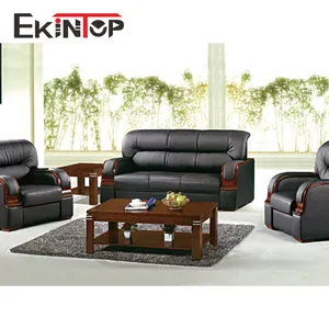 Tan Nappa现代经典组合沙发沙发套装家具定制中国工厂PU皮革双面办公沙发套装