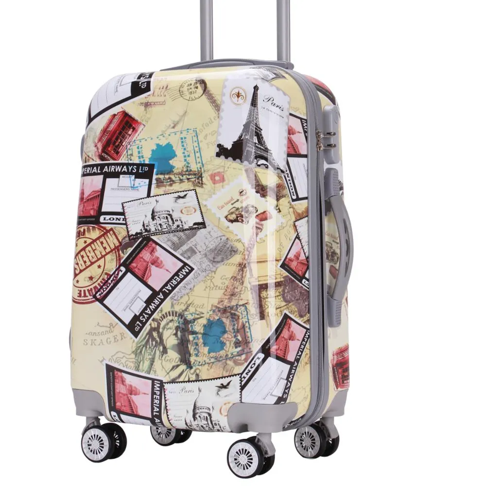 Подгонянная сумка для багажа из поликарбоната с полной печатью жесткий пластиковый чемодан для путешествий