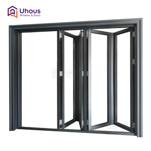 Véranda extérieure en aluminium double vitrage portes pliantes en accordéon nouveau style chinois produit surface finie pour l'extérieur - Product Image 1