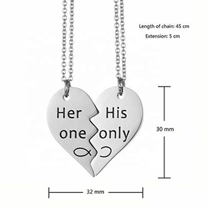 MECYLIFE acciaio inossidabile la sua unica collana di gioielli da una coppia collana a cuore diviso all'ingrosso - Product Image 4