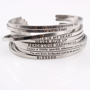 Surface emmêlée 3 4 5 6mm en gros en acier inoxydable citations inspirantes bijoux <span class=keywords><strong>Bracelet</strong></span> pour hommes et femmes - Product Image 3