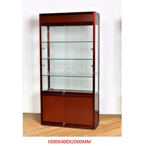 Hot sale new arrival cherry wood color living room glass showcase design
