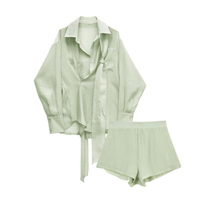 <span class=keywords><strong>Abbigliamento</strong></span> donna <span class=keywords><strong>abbigliamento</strong></span> all'ingrosso Ropa Mujer 2025 camicia in Chiffon manica lunga e corta Set due pezzi - Product Image 1