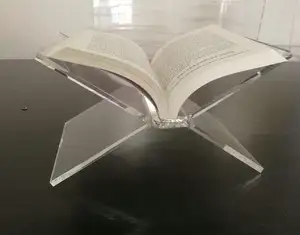 Zerlegen Sie Acryl Open Book Holder Magazine Display Stand Flat Open Acryl Magazine Tray Holder Tabletop Lucite Book Stand