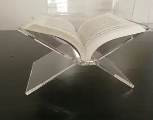 Soporte de acrílico para libros abiertos, soporte de exhibición para revistas, bandeja de acrílico abierta plana para revistas, soporte de mesa para libros Lucite