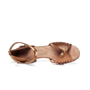 Chaussures de <span class=keywords><strong>danse</strong></span> latine en satin de soie pour femmes, souliers de bonne qualité, doux, 7 côtés noués, L353 - Product Image 3
