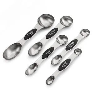 Factory Hot Sale Baking Tools 5-Pieces Set Stainless Steel Double Head Magnetic Measuring Spoon