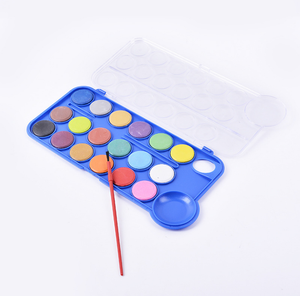 Children18 Couleurs Boîte En Plastique Solide Gouache Peinture Gâteau Forme Aquarelle Peinture Avec Mini Palette Et UNE Brosse - Product Image 1