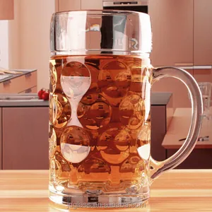 Tazas de cerveza de cristal con hoyuelos de 1 litro y 0.5L, estilo alemán, Extra grandes