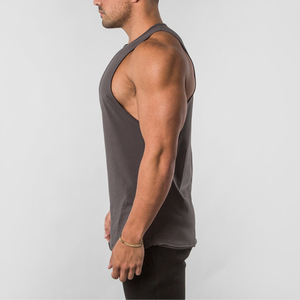 Débardeur de gymnastique pour hommes en polyester, coton et spandex, respirant, <span class=keywords><strong>sans</strong></span> manches, avec logo imprimé pour le fitness. - Product Image 3