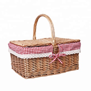 Cestas de mimbre vacías para almacenamiento de alimentos, con forro de tela para picnic, venta al por mayor - Product Image 2
