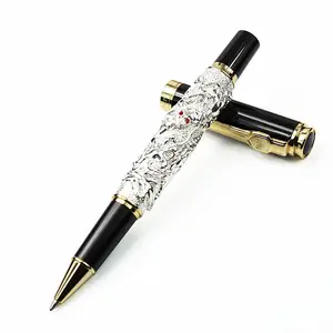 RCGS-031 D'entreprise Haut De Gamme Stylo Gif Logo Gravé En Métal Lourd de Luxe Jinhao Stéréo Dragon Or Blanc Rouleau Pointe Stylos À Plume