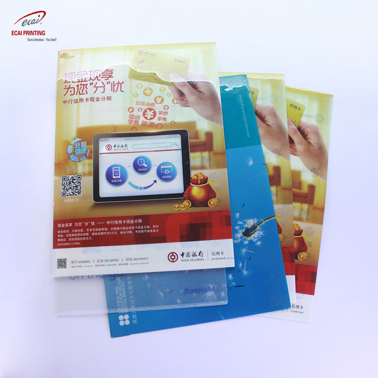 Пользовательская печать A4 L-образная полипропиленовая пластиковая прозрачная папка для файлов от производителя