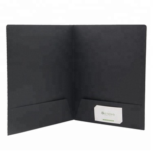 Wholesale Premium Personalized Logo Printed Black <strong>Card</strong> Paper A4 <strong>Folders</strong> With Two Pocket - Product Image 1