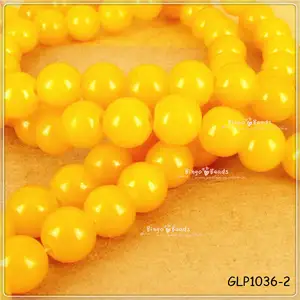 柠檬热黄色圆形捷克玻璃珠 8毫米压制不透明 Druk 春季