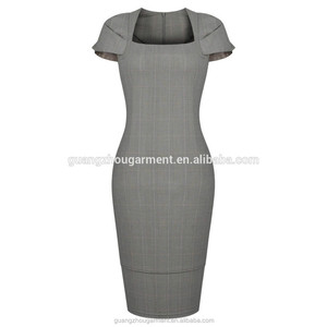 Celeb — robe de bureau moulante col carré pour femme, vêtement féminin d'ourlet à boutons, col carré manches courtes, tenue de boutique, vente en gros, <span class=keywords><strong>2022</strong></span> - Product Image 3