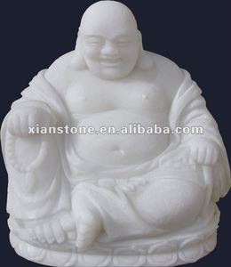 Statua del <span class=keywords><strong>Buddha</strong></span> Ridente in Marmo Bianco Fatta a Mano in Stile Orientale per Uso Interno con Garanzia di 1 Anno - Product Image 5