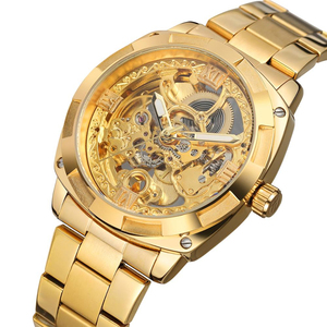 Forsining <span class=keywords><strong>orologio</strong></span> meccanico automatico da uomo retrò di moda <span class=keywords><strong>orologio</strong></span> da scheletro con lancette luminose di lusso dal Design dorato di lusso - Product Image 3