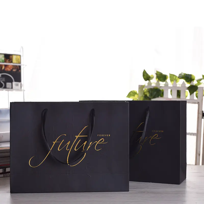 Customer size Classic black foil print paper bag