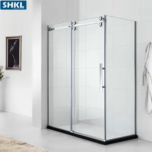 3面板钢化玻璃淋浴门3门滑动不锈钢框架，用于浴室蒸汽淋浴舱
