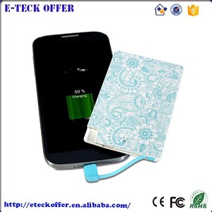 Ultra mince carte de crédit bancaire d'énergie portable 2600mAh avec <span class=keywords><strong>l</strong></span>'impression de logo coloré - Product Image 1