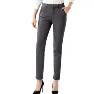 Hot Sale Business Casual Frühling Herbst Knöchel lange Hose Weibliche Hose Mittlere Taille Formelles Büro Lady Bleistift hose Schwarz Grau