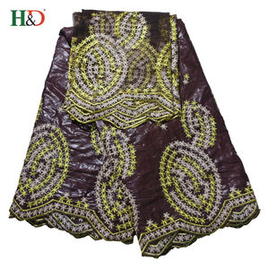 H & D 5 + 2 caliente vestido del diseño del bordado del riche del Bazin tela africana del cordón del organza en China - Product Image 2