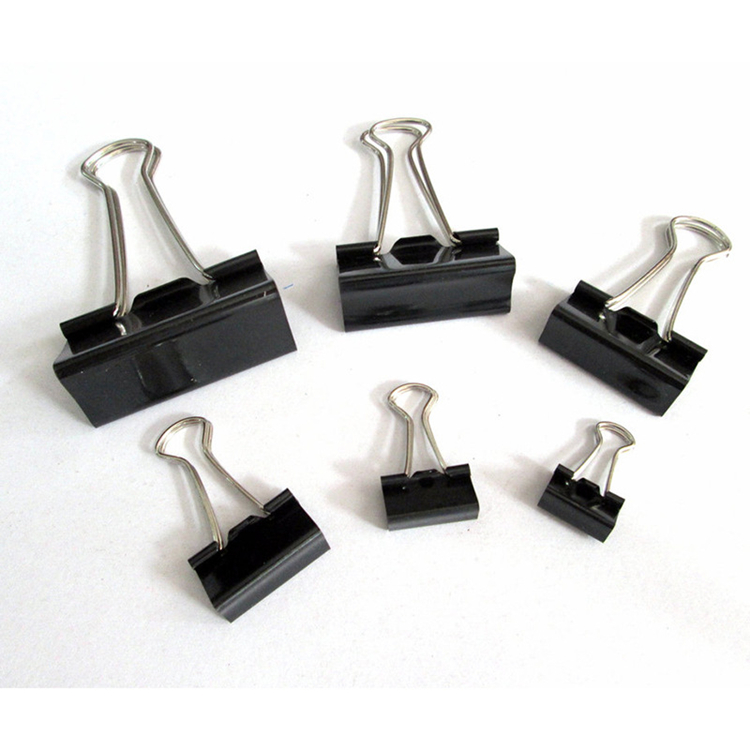 Черный зажим для связывания профессиональный высококачественный никелированный металл для офиса и школы индивидуальный логотип приветствуется цветная коробка 500 коробок