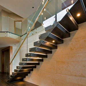 Escalier flottant à marches en bois avec <span class=keywords><strong>poutre</strong></span> invisible en acier - Product Image 2