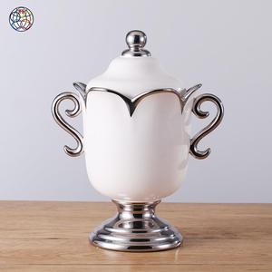 Chouzhou Trắng Bạc Màu Lưu Trữ Nhà Bếp Gia Vị <span class=keywords><strong>Cookie</strong></span> Chai Gốm Lưu Trữ <span class=keywords><strong>Jar</strong></span> Sản Xuất Tại Trung Quốc - Product Image 1