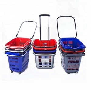 De plástico de colores de <span class=keywords><strong>la</strong></span> cesta de <span class=keywords><strong>la</strong></span> compra con mango para supermercado - Product Image 5