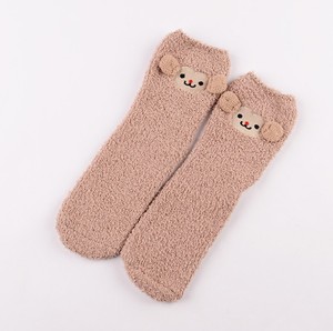 Plancher brodé bas <span class=keywords><strong>de</strong></span> noël cadeau adulte dames corail velours épaissir chaud Animal dessin animé chaussettes - Product Image 6