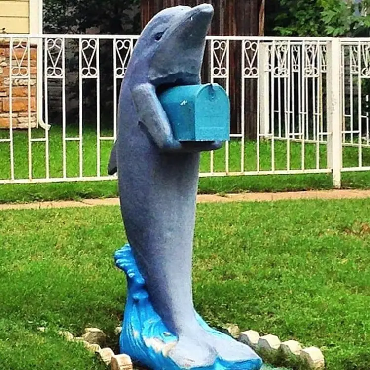 Decorativa al aire libre estatua delfín bronce buzón escultura para venta