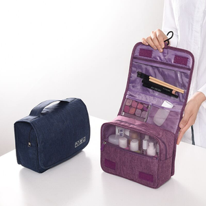 Tas kosmetik perjalanan modis tahan air poliester portabel untuk <span class=keywords><strong>Organizer</strong></span> perlengkapan mandi dengan penutup ritsleting wadah <span class=keywords><strong>Makeup</strong></span> gantung