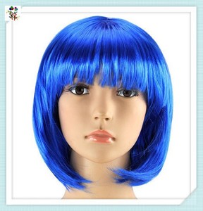 <span class=keywords><strong>Perruque</strong></span> synthétique courte de couleur bleue pour fête de <span class=keywords><strong>carnaval</strong></span>, bon marché, vente en gros, HPC-0067 - Product Image 2