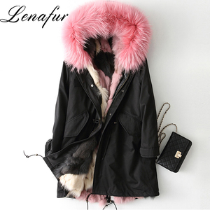 2018 Meraviglioso Design Giovane Fashion <span class=keywords><strong>Pure</strong></span> <span class=keywords><strong>White</strong></span> Procione Sciarpa di Pelliccia di Volpe Giù Parka - Product Image 3