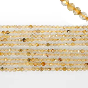 Stone Beads Loose Natural Stone Loose Beads Golden Rutilated Quartz Beads For Wholesale